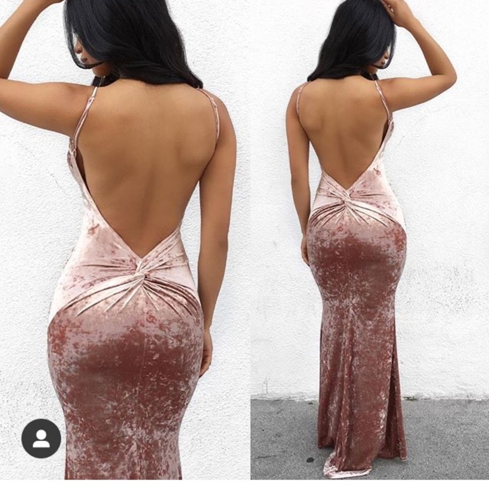 Classic Hollywood Floor Length Pink Velvet Dress